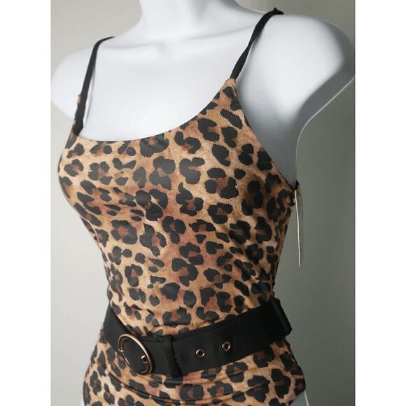 ENVYA Leopard Print Belted Retro One-piece Swimwear S - Picture 4 of 6